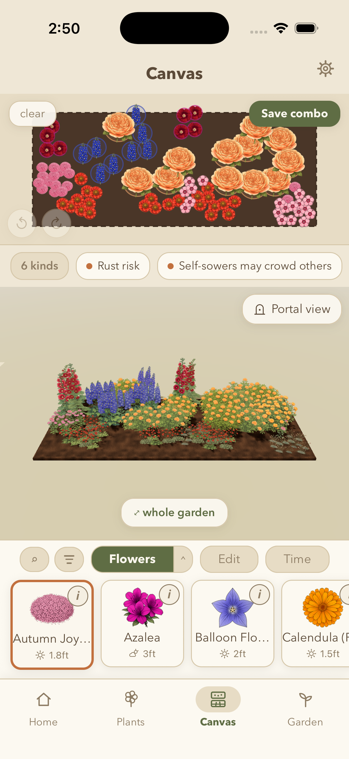 A garden bed planned in Foliagram, rendered in 3D